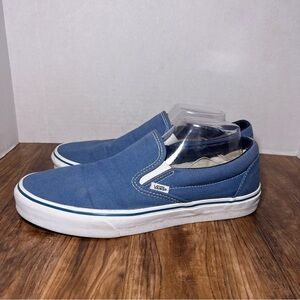 Vans Classic Slip On blue canvas skate shoes  size 10.5